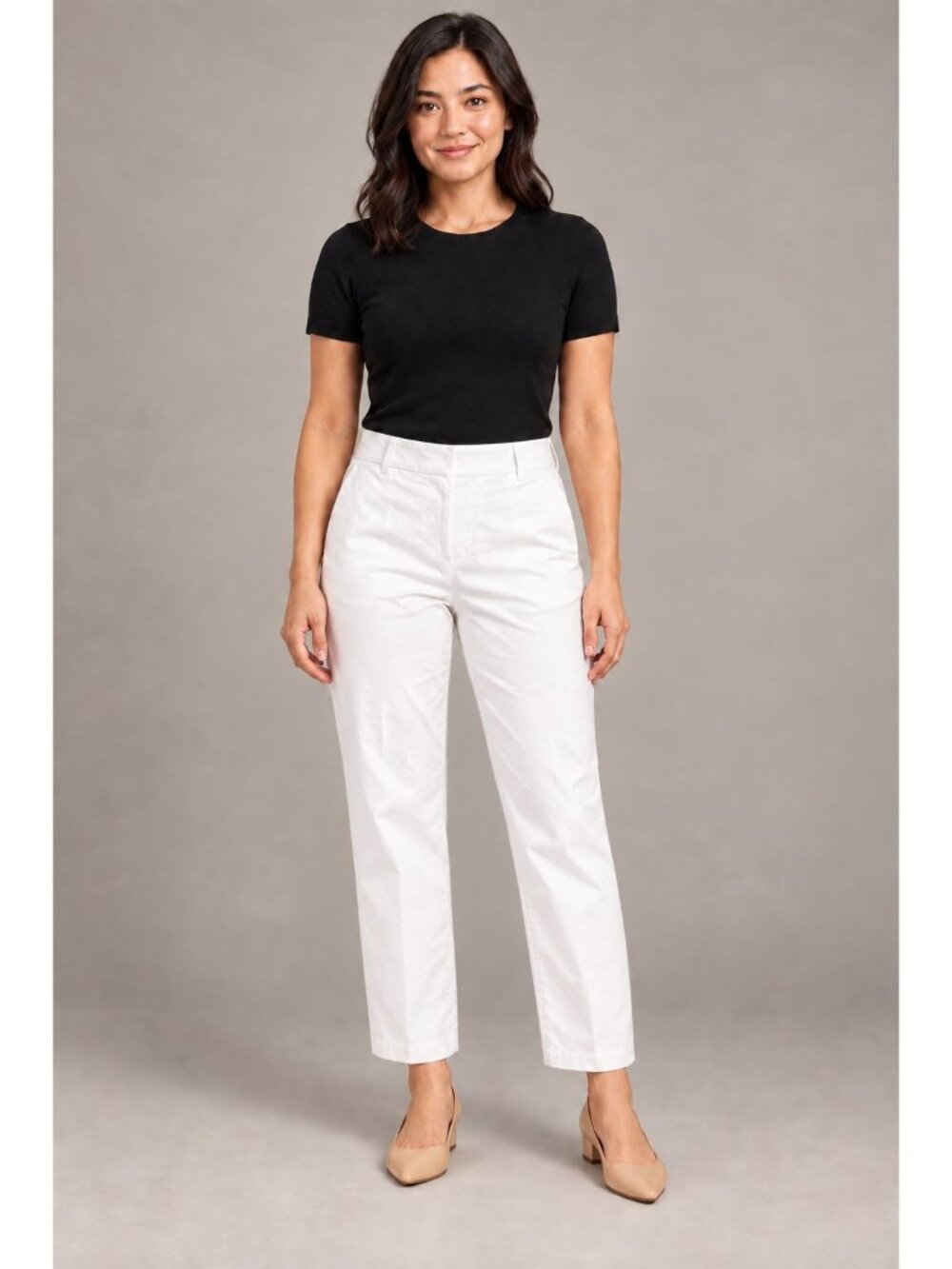 Ann Taylor Petite White Straight-Leg Ankle Pants Size 6P